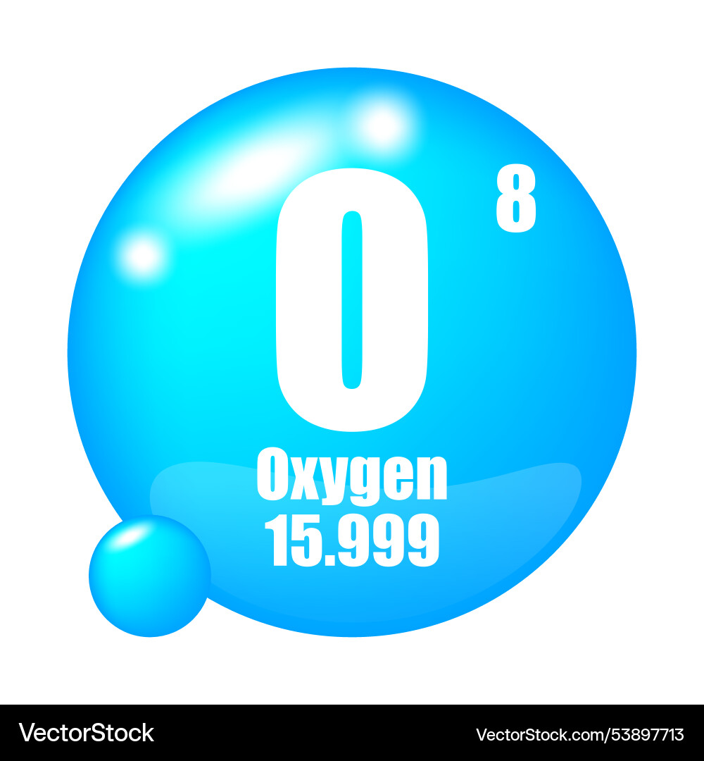 Oxygen element symbol o atomic number 8 Vector Image