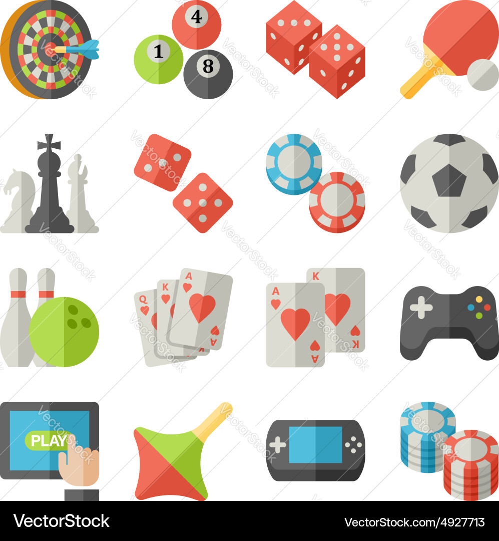Set of game icons in flat design style vector image