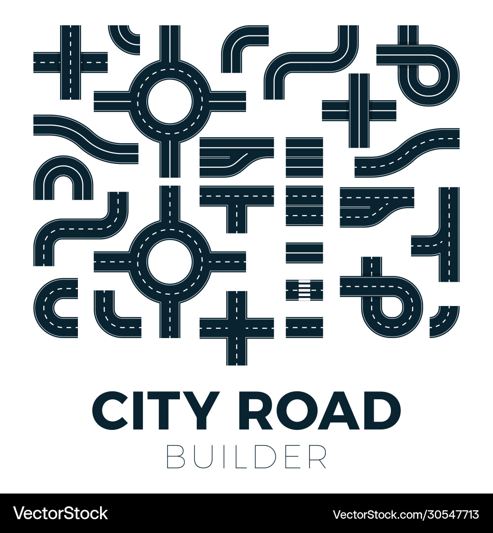 Street and road with footpaths crossroads Vector Image