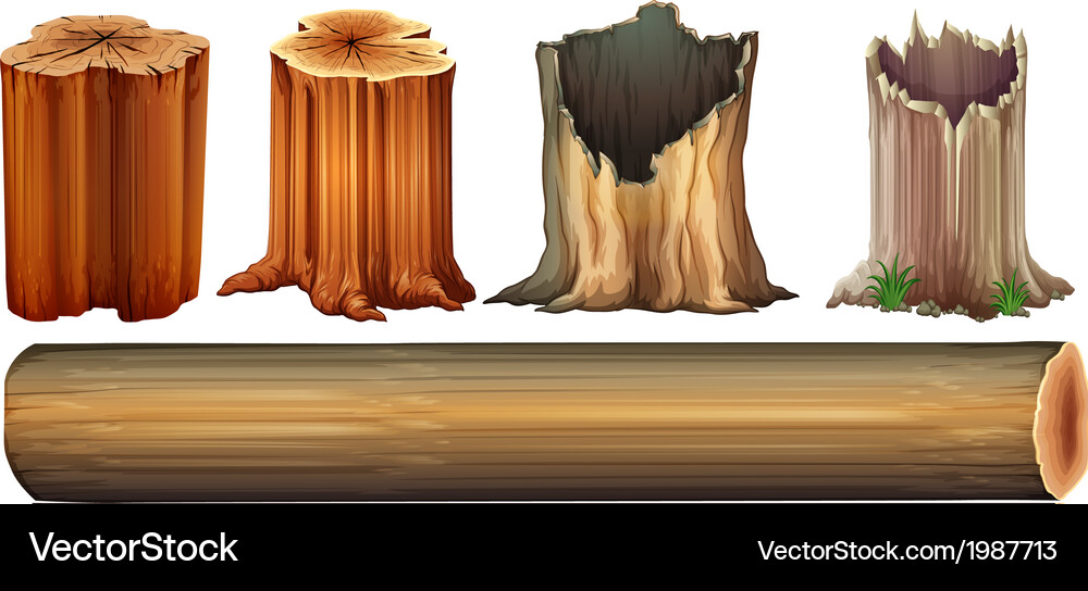 Tree Stumps and Log Vector Image