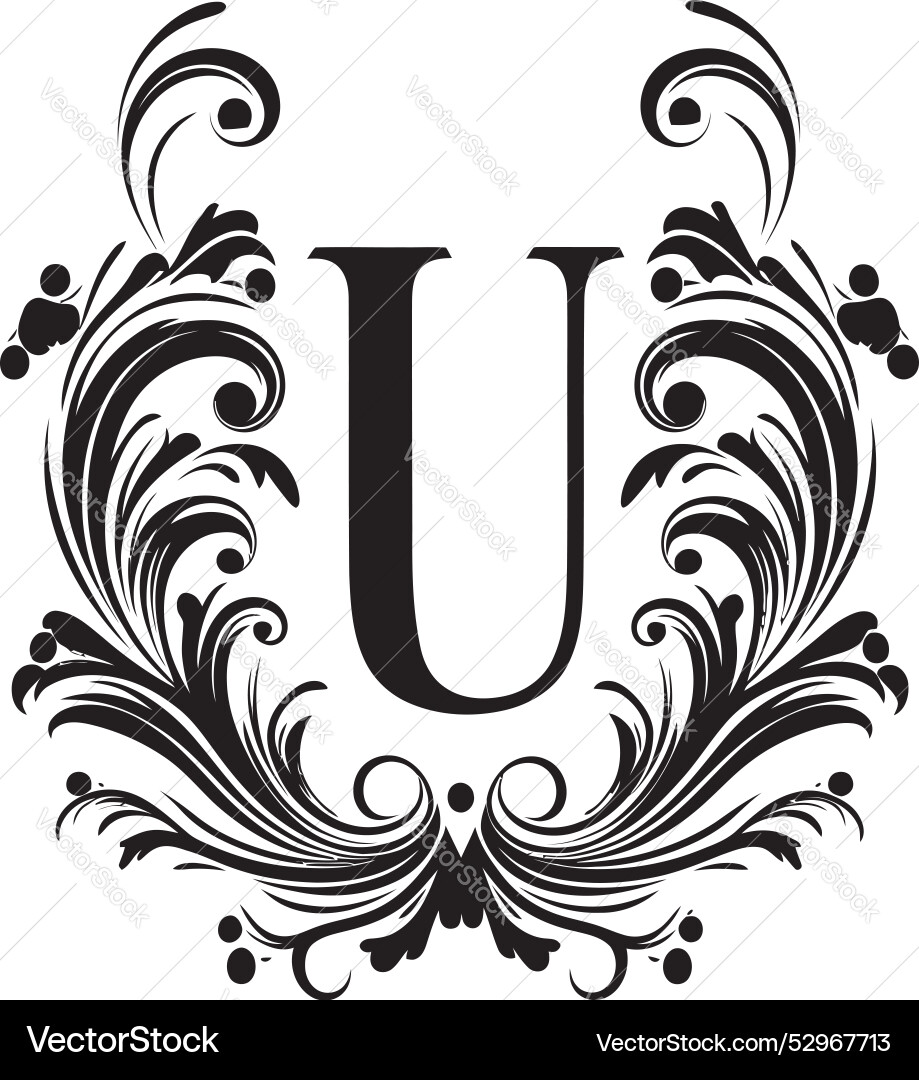 Utopian script elegant font u decor unique Utopian script elegant font u decor unique Vector Image