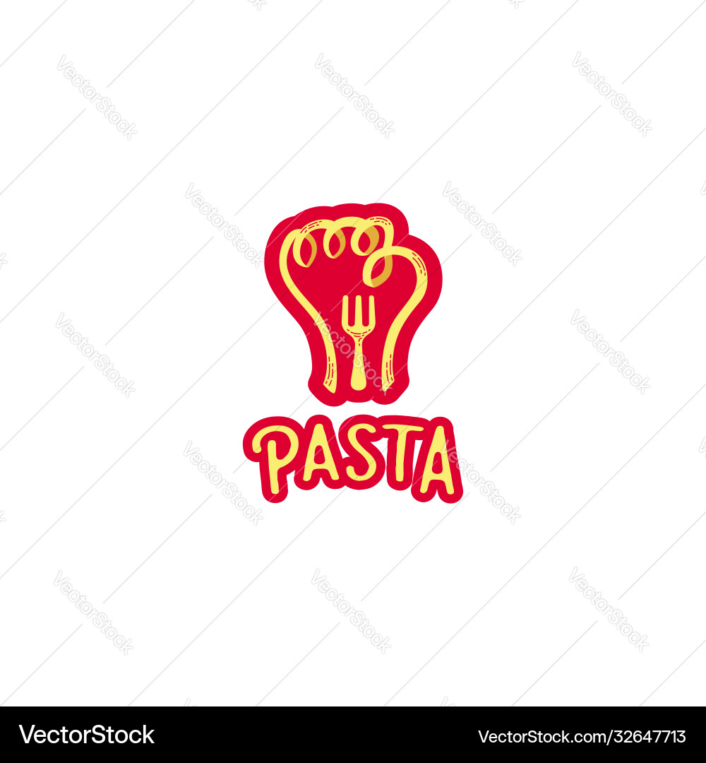 Vintage Pasta Nudel Spaghetti Logo mit Faust Vintage Pasta Nudel Spaghetti Logo mit Faust vektorbild