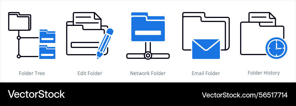 A set of 5 files icons as folder tree edit Vector Image