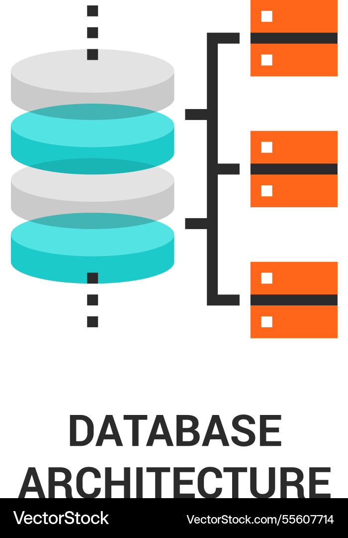 Datenbank Architektur flache Linie Icon Design vektorbild