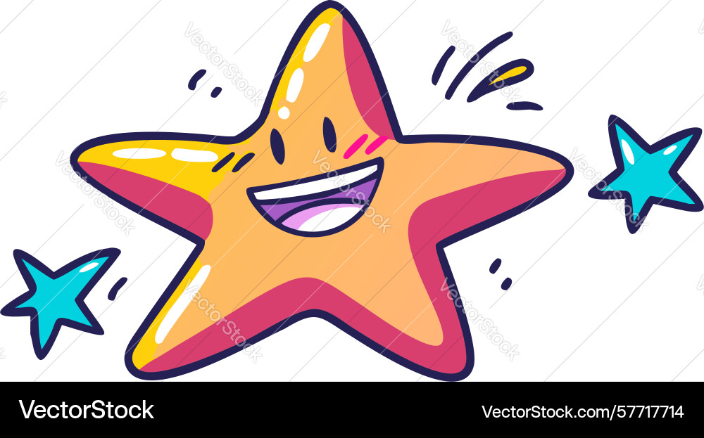 Dynamic star character with streamlines winking Vector Image