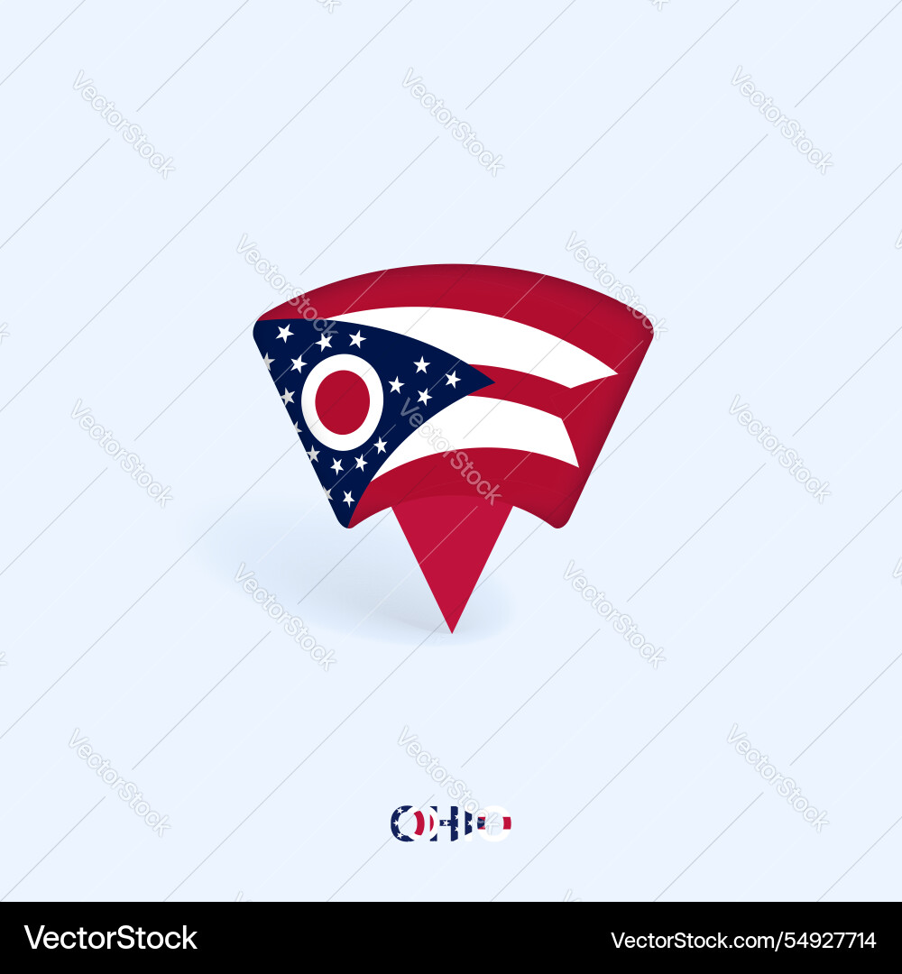 Ohio flag map pointer design with shadow Ohio flag map pointer design with shadow vector image