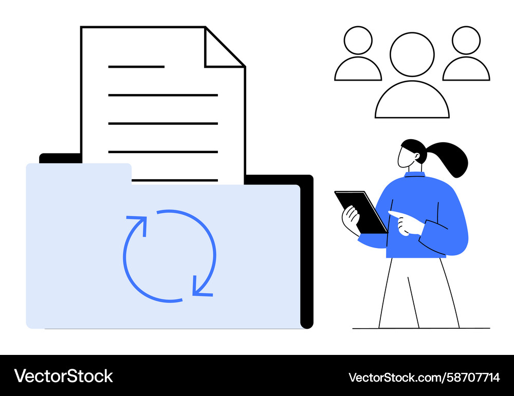 Team Document Sharing & Collaboration Vector Image
