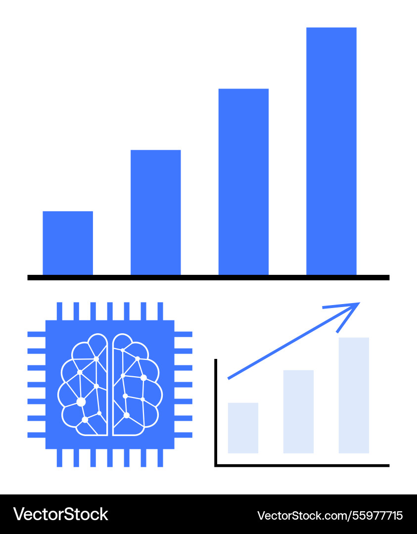 Artificial intelligence advancing growth with data Artificial intelligence advancing growth with data vector image