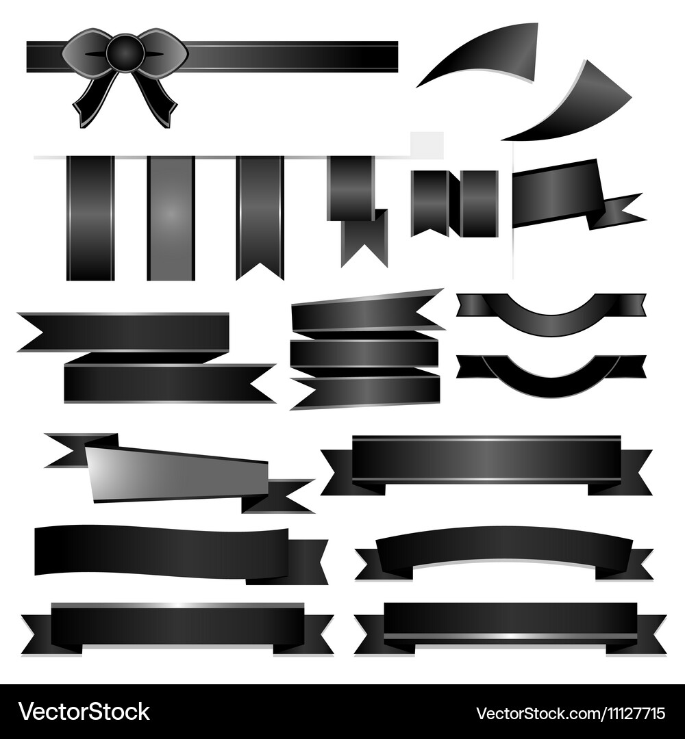 Black Ribbon Set - isoliert Vektorbild