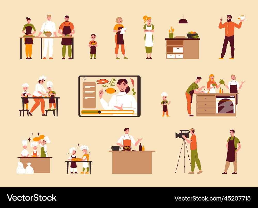 Culinary classes color set Culinary classes color set Vector Image