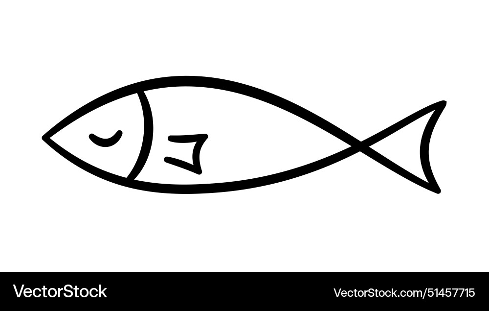 Cute Doodle Fish Icon - Hand Drawn Vector Image