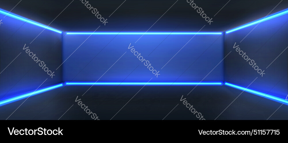 Dark room with blue neon light vector image