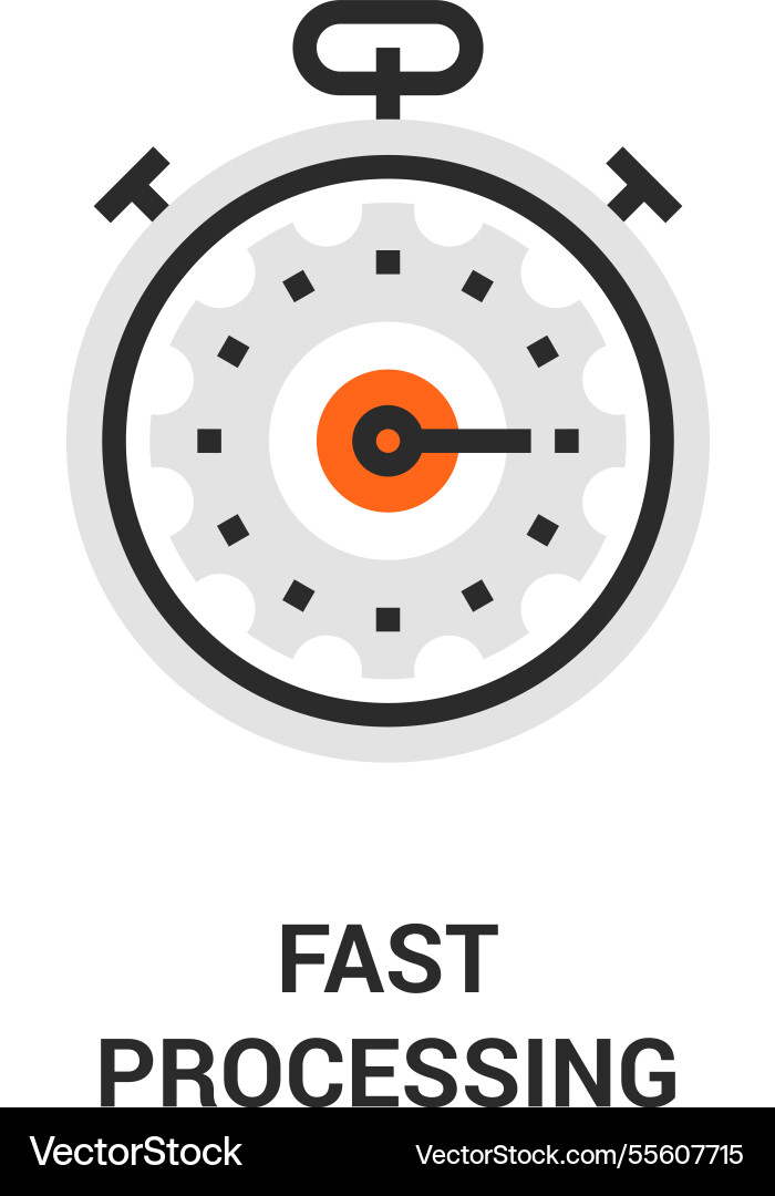 Fast processing flat line icon design concept vector image