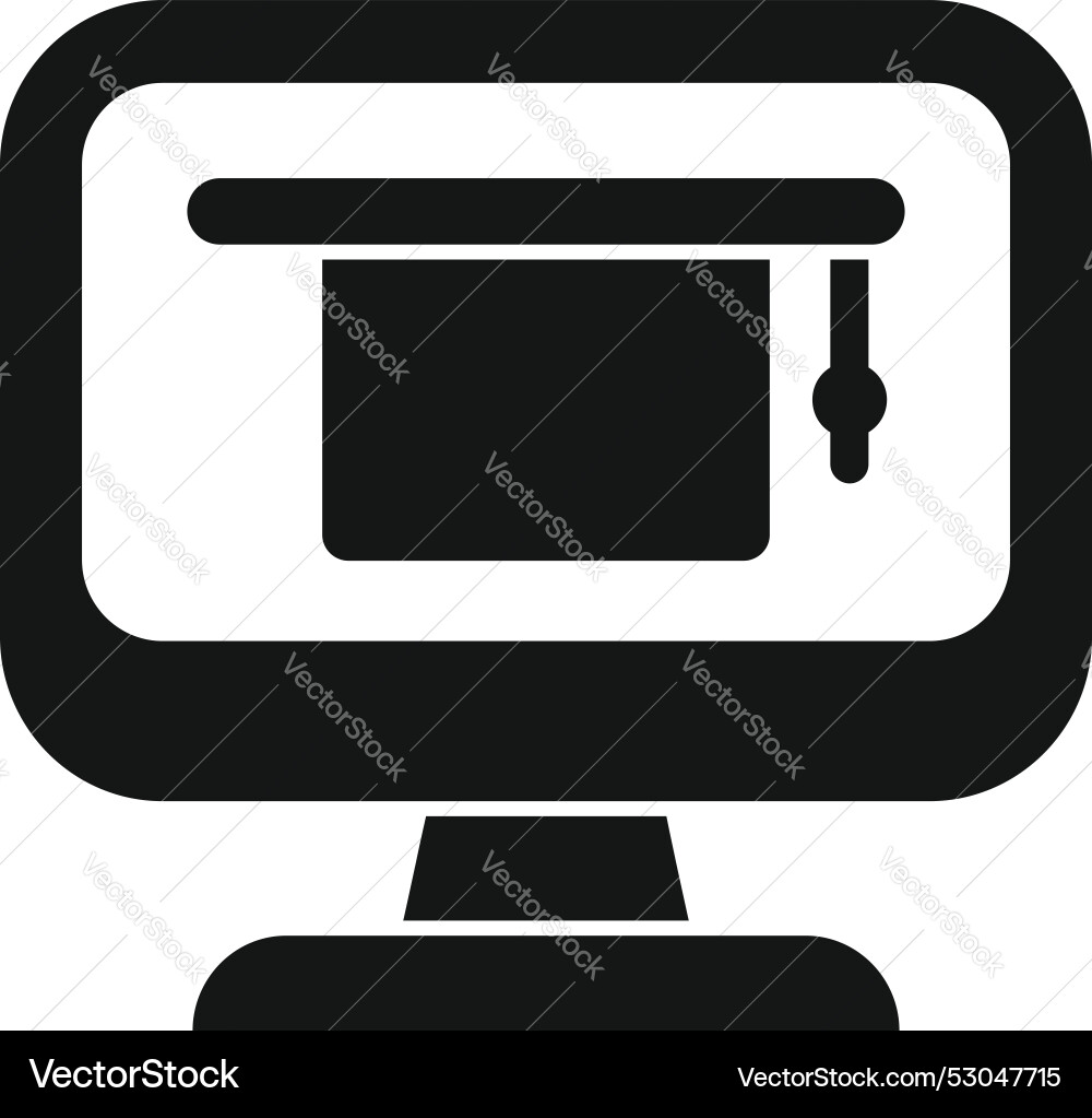 Graduation cap displaying on a computer monitor Vector Image