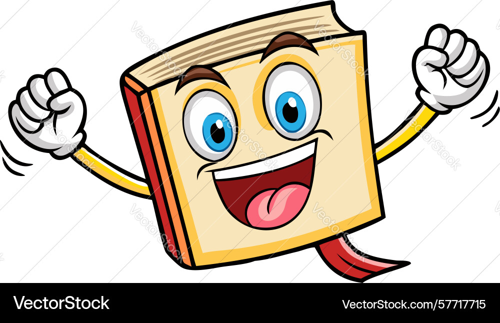 Joyful book character with open pages waving Vector Image