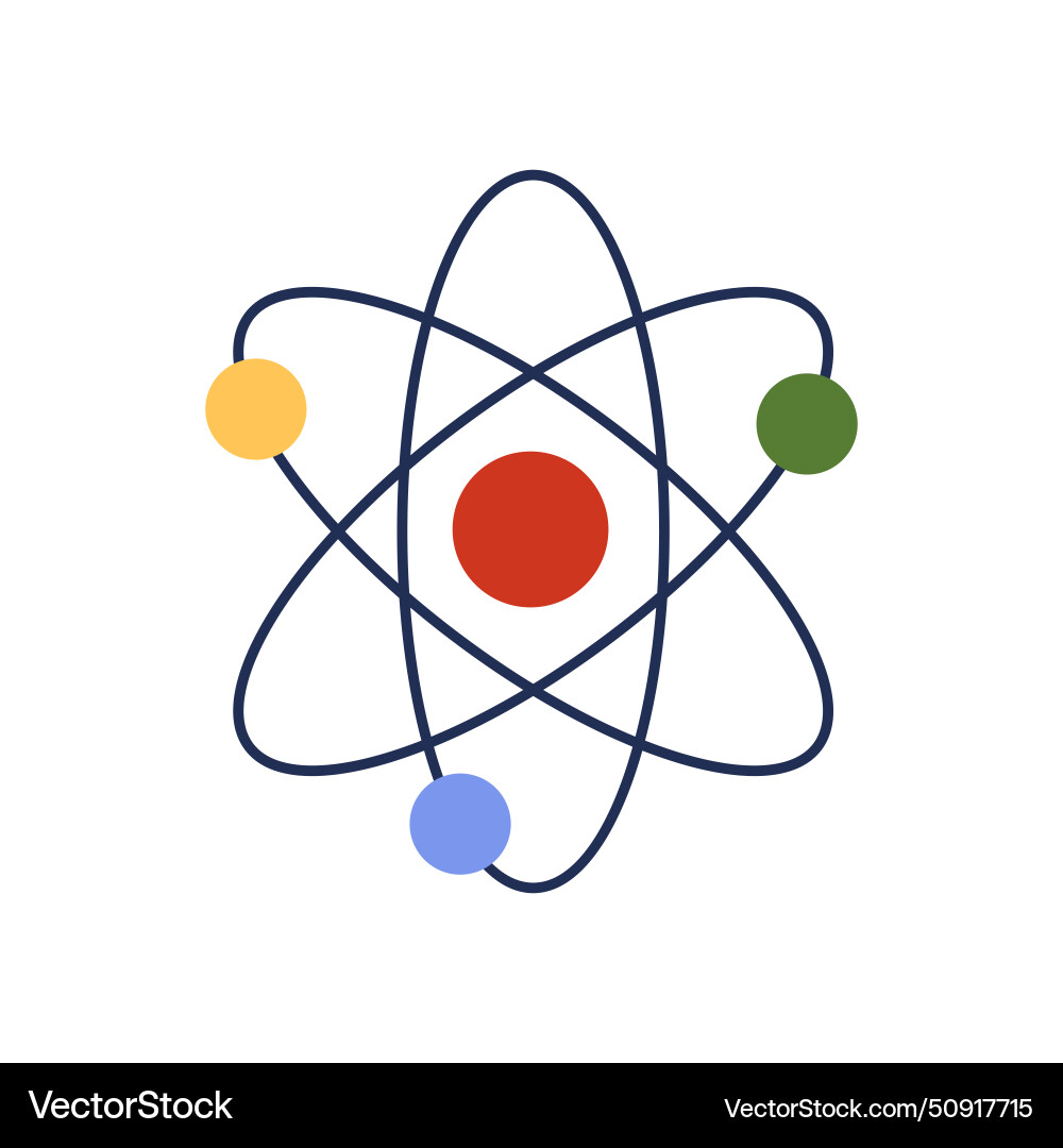 Structure of atom with round nucleus and colorful Vector Image