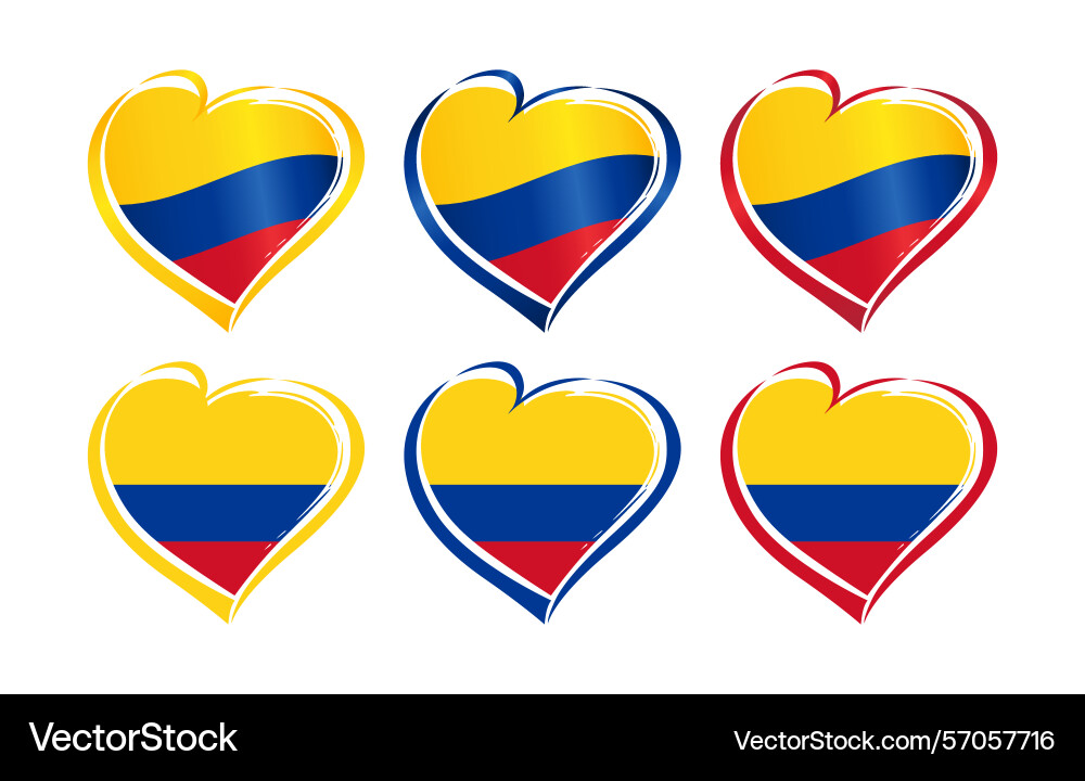 Colombian loving symbols flat and 3 d Vector Image