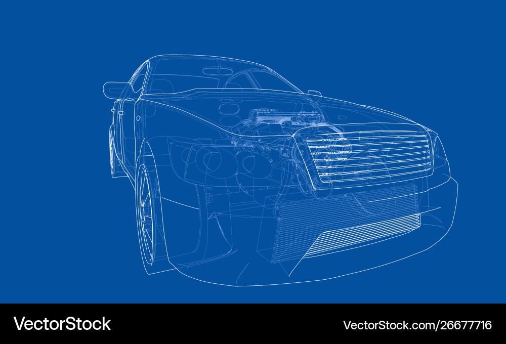 Concept car rendering 3d Vector Image