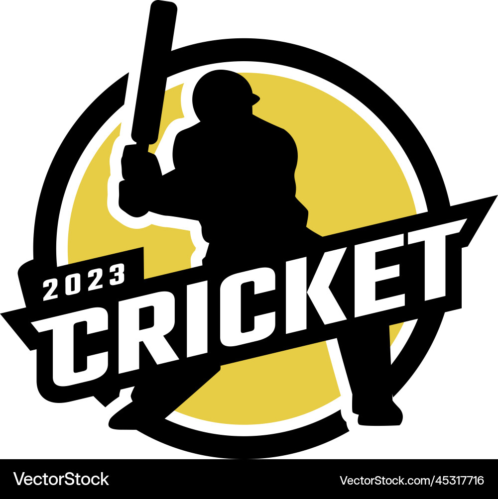 Cricket sport logo with player silhouette Vector Image