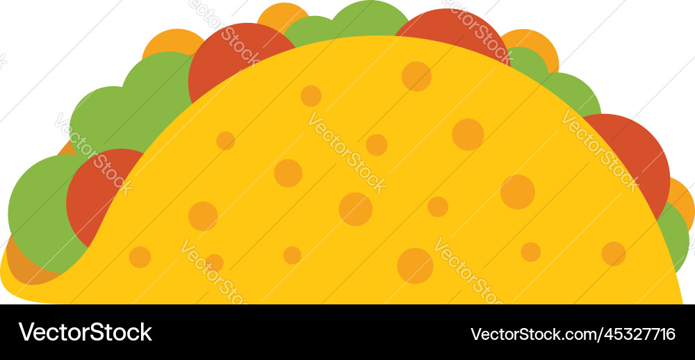 Cute taco icon flat mexican food vector image