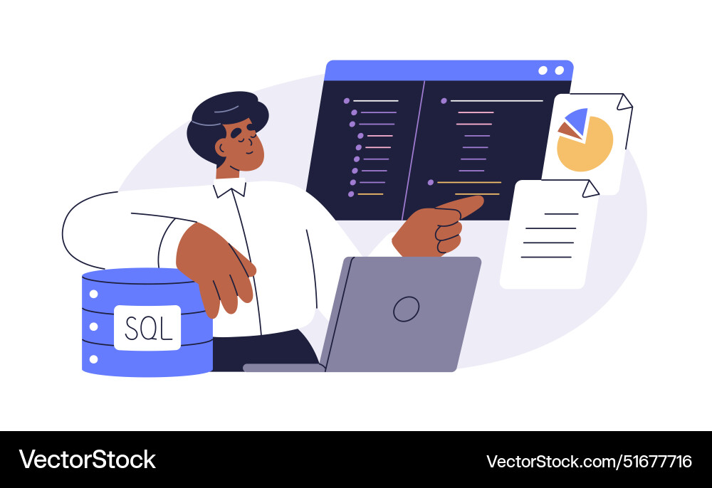 Data administrator database management with sql vector image