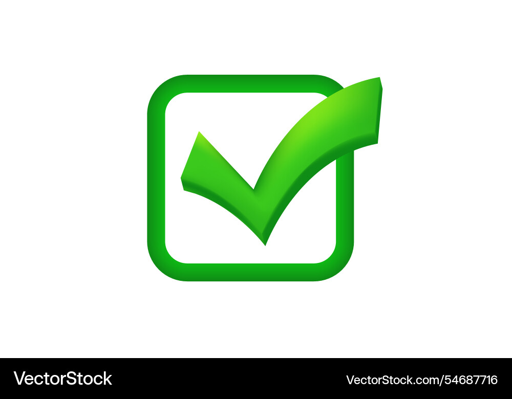 Green checkbox icon with bold check mark Vector Image