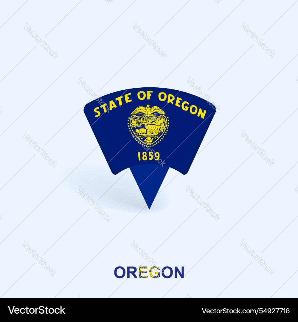 Oregon flag map pointer design with shadow Oregon flag map pointer design with shadow vector image