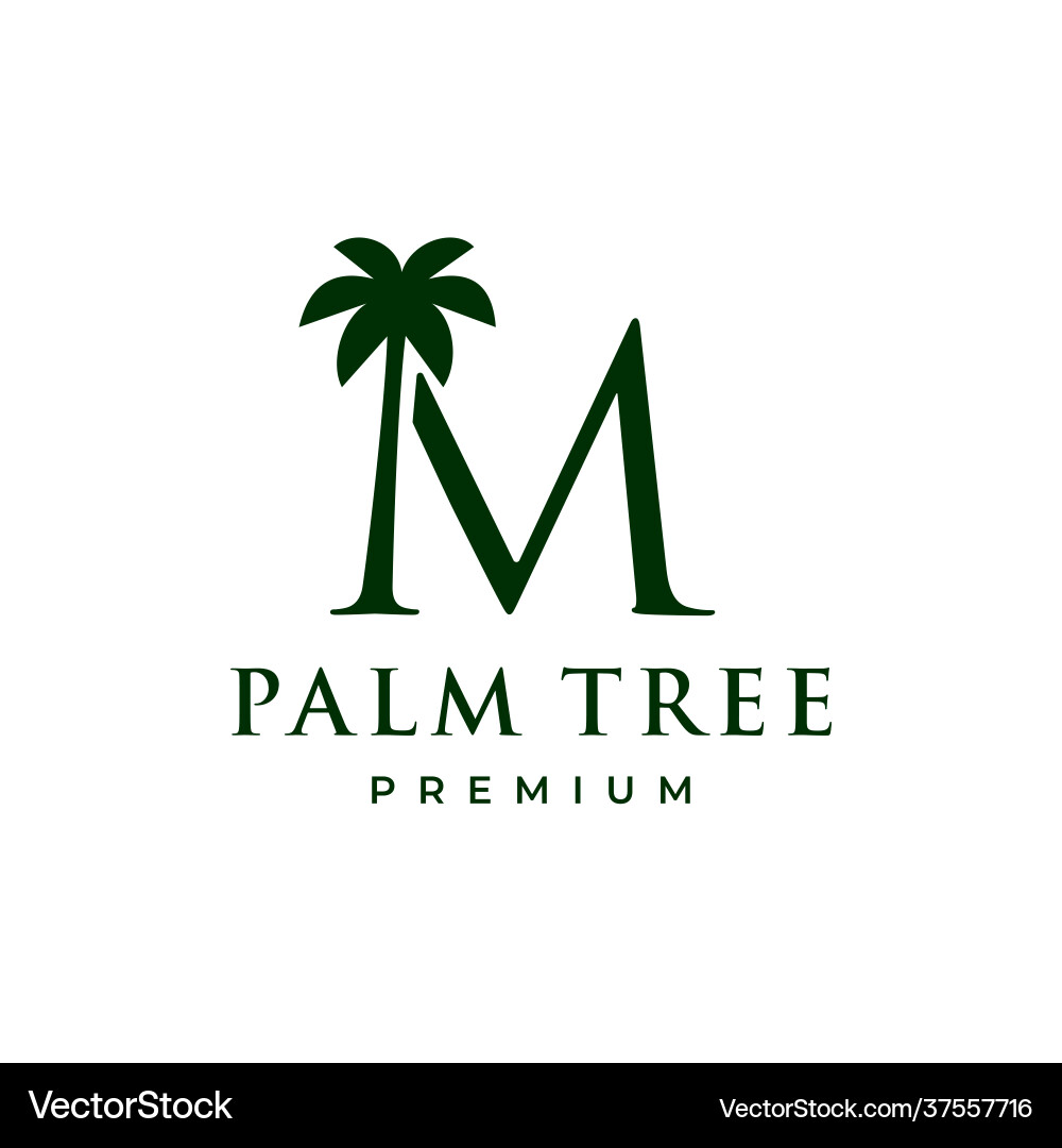 Palm Tree 'M' Letter Logo vector image
