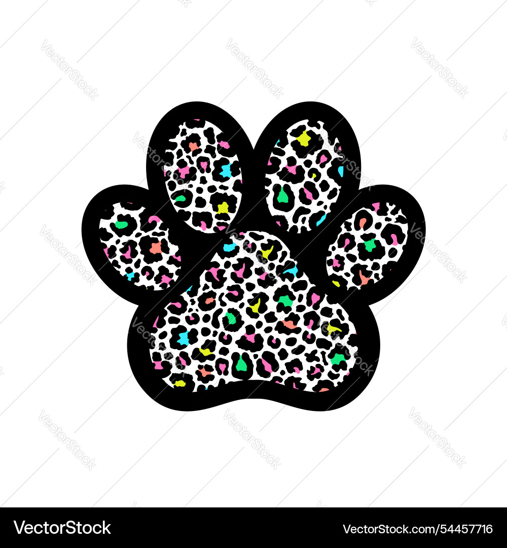 Paw print filled with leopard pattern Vector Image