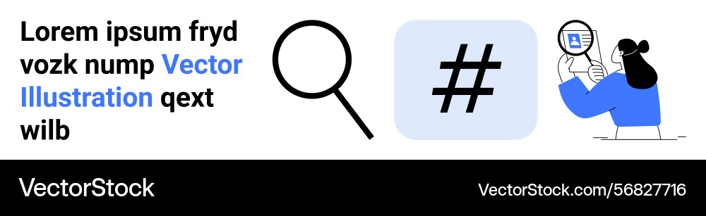 Person analyzing metadata tag using magnifying Person analyzing metadata tag using magnifying vector image
