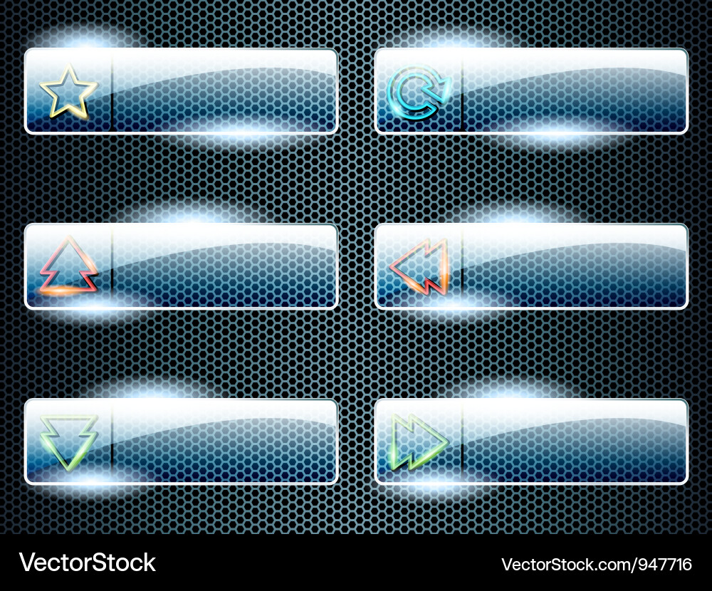 Rectangular transparent glass buttons vector image