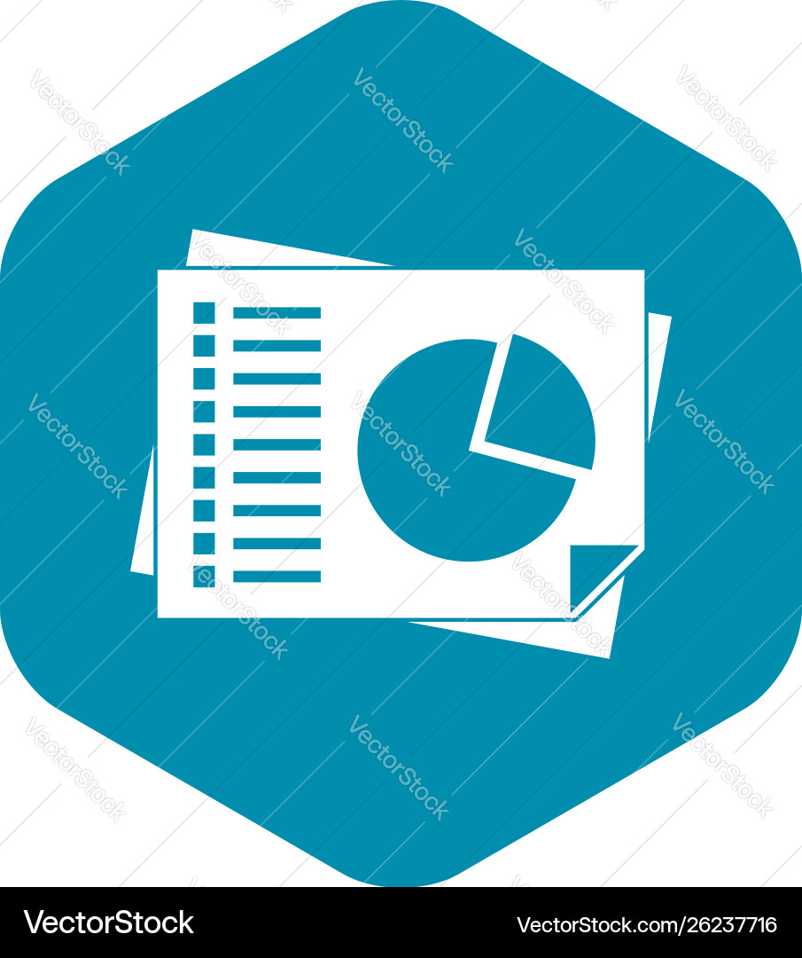 Sheets paper with charts icon simple style Sheets paper with charts icon simple style vector image