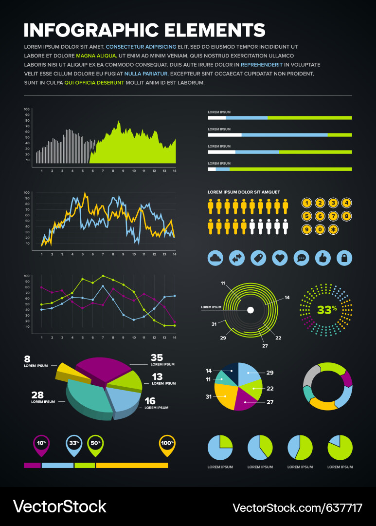 Chart and Icon Collection Vector Image