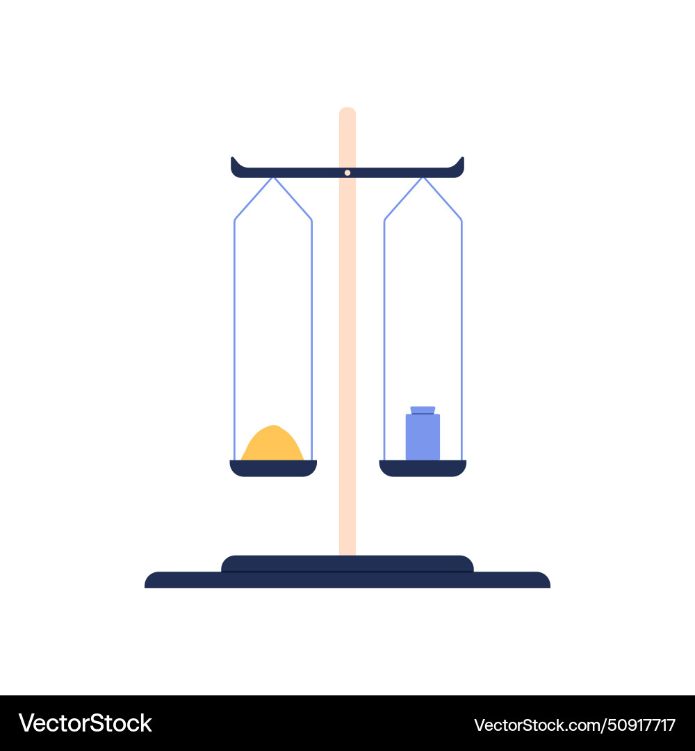 Chemical balance scales with reagent and weight Chemical balance scales with reagent and weight vector image
