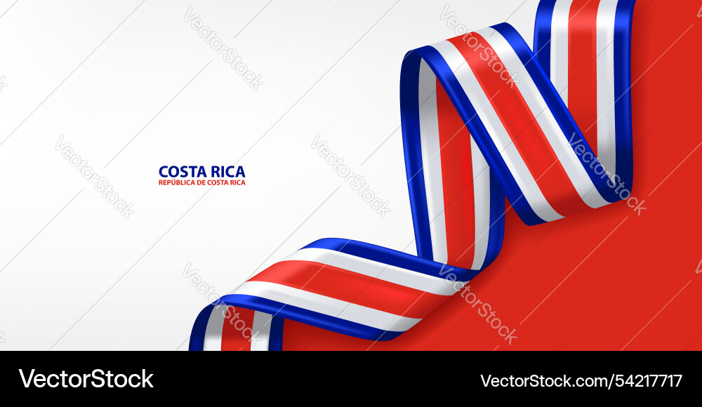 Costa rica 3d ribbon flag Royalty Free Vector Image