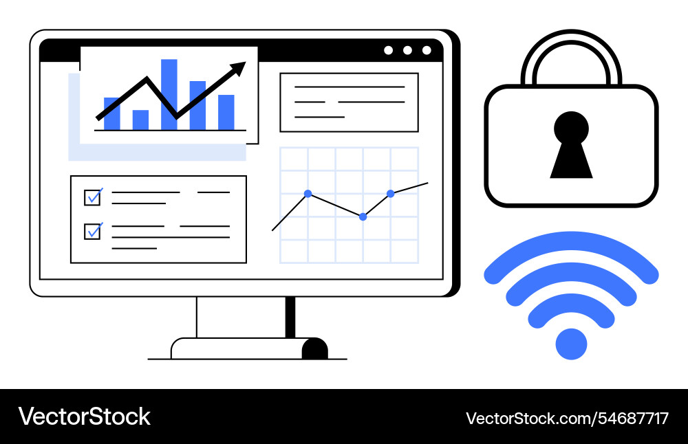 Digitale Sicherheitsdatenanalyse auf dem Computerbildschirm Digitale Sicherheitsdatenanalyse auf dem Computerbildschirm vektorbild