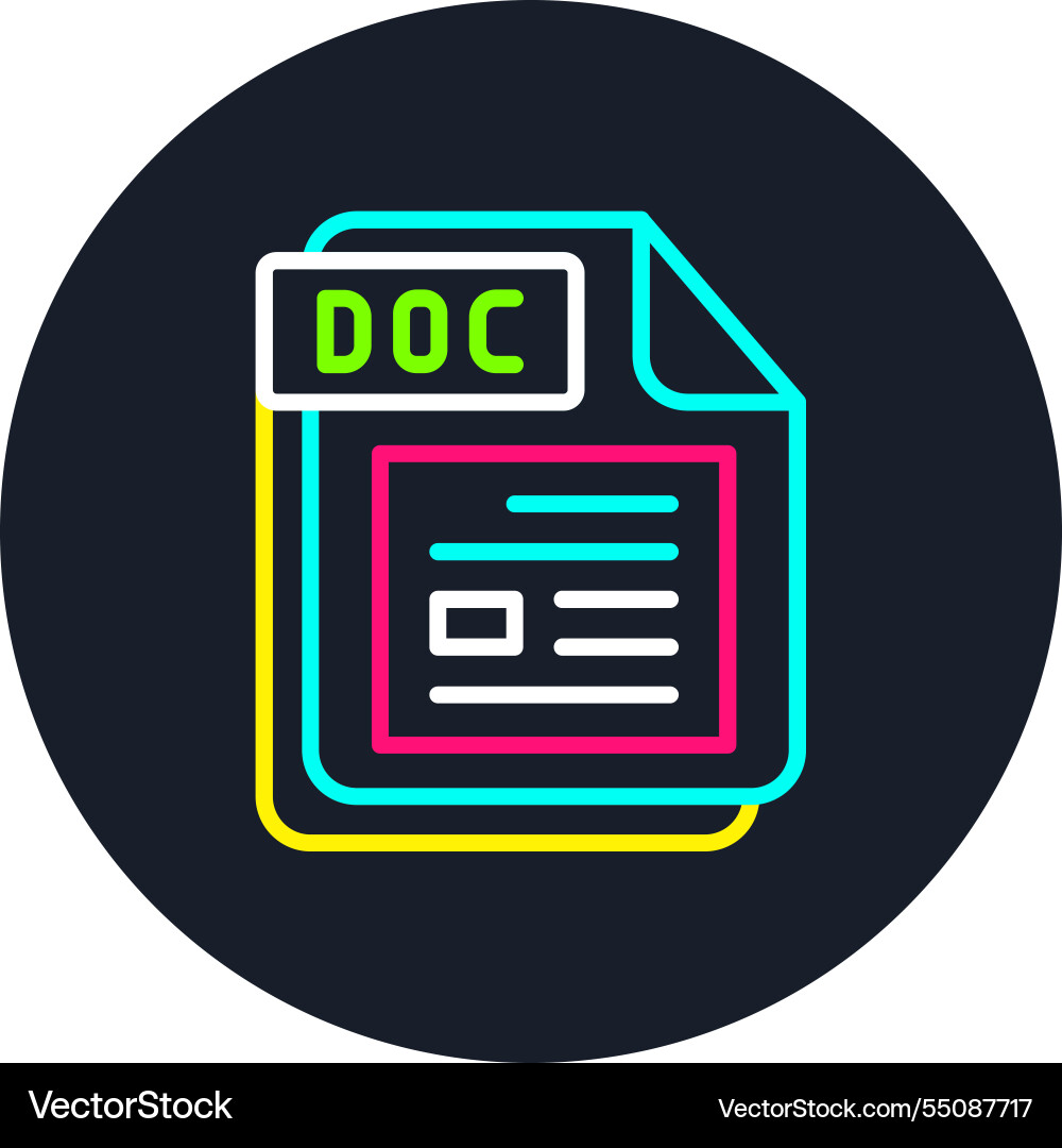 Doc line multi color icon Vector Image