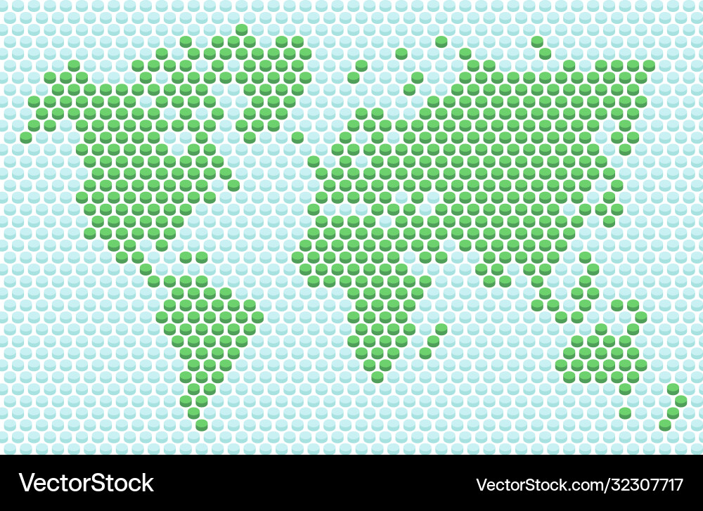 Dotted World Map Button Vector Image