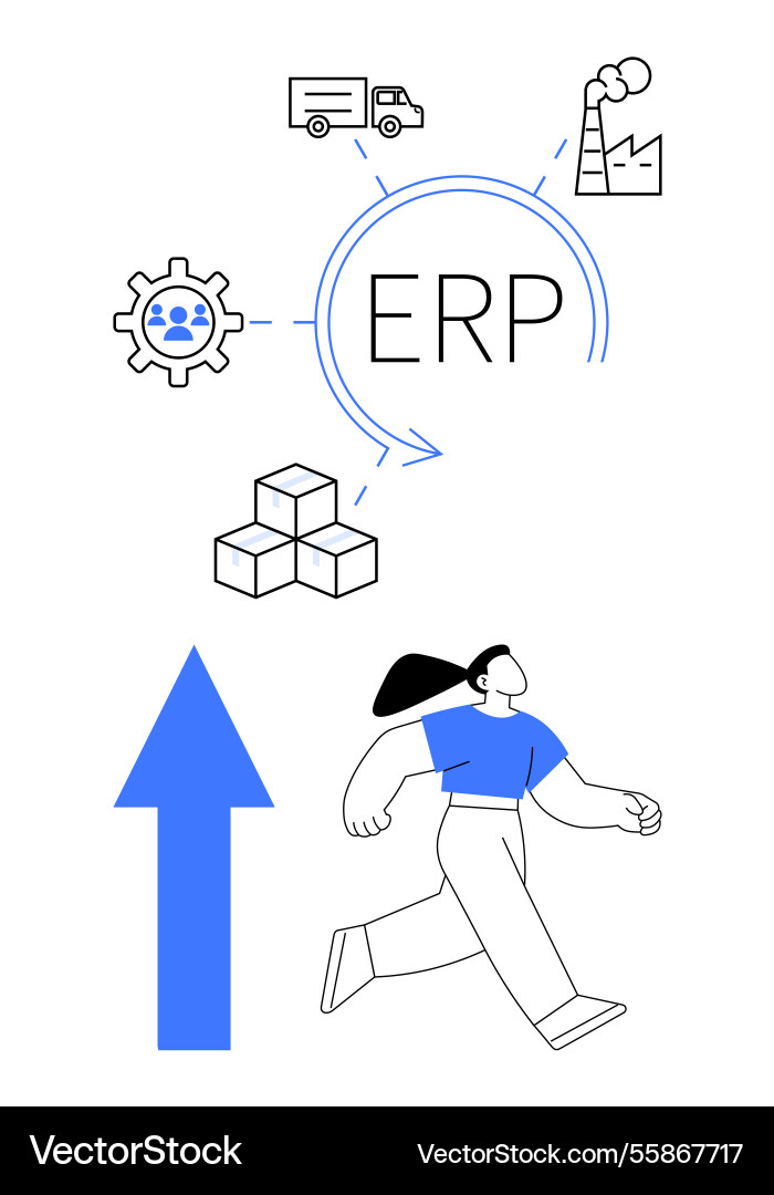 Erp system with integration of logistics Erp system with integration of logistics vector image