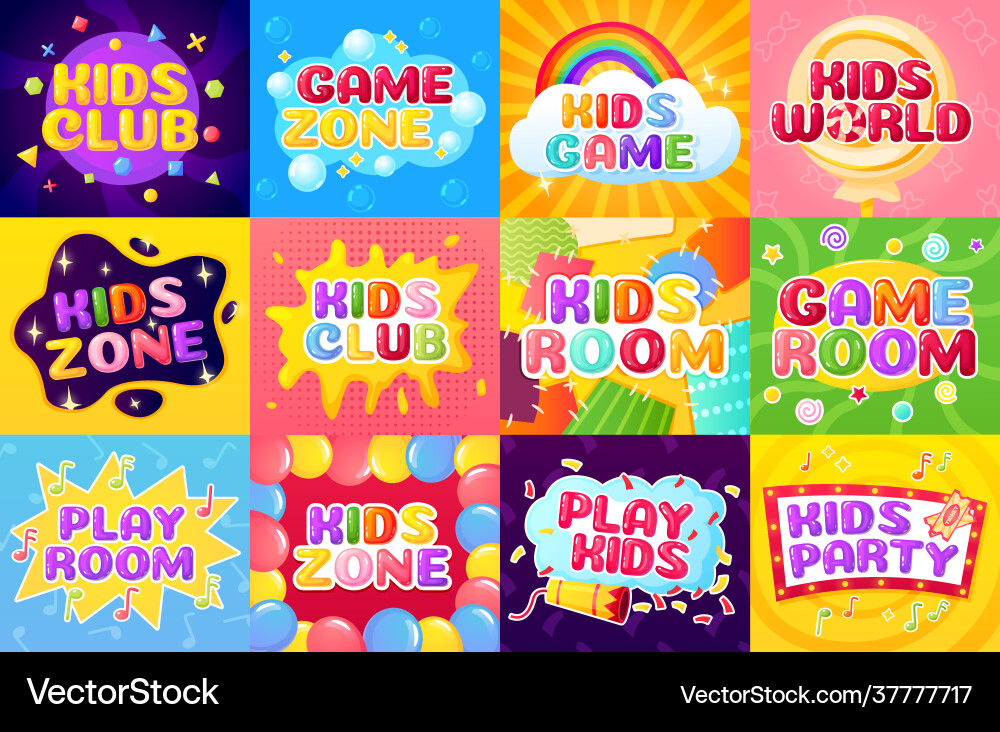Kinderzone Cartoon Spielzimmer Logo bunt Kinderzone Cartoon Spielzimmer Logo bunt vektorbild