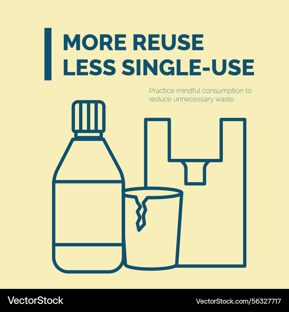 More reuse less single use mindful consumption Vector Image