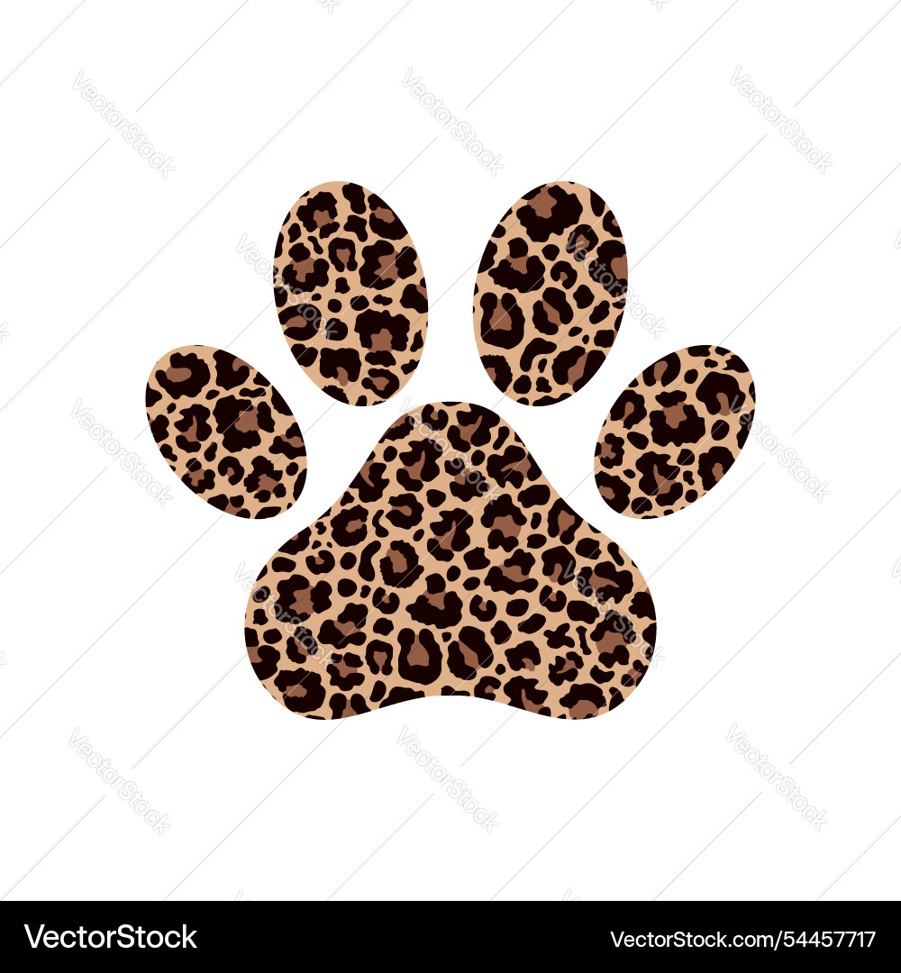 Paw print with leopard pattern vector image