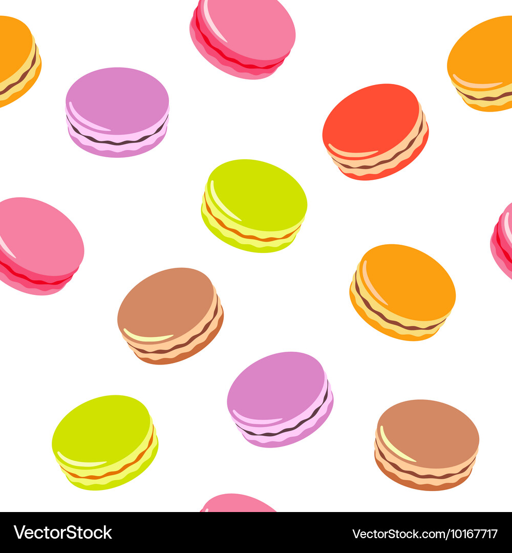 Seamless pattern with assorted colorful macarons Vector Image