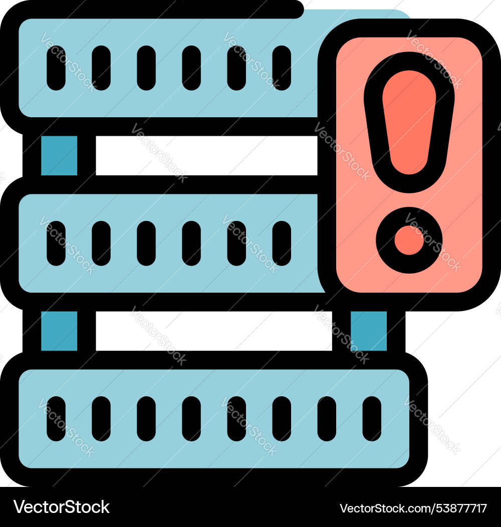 Server room error alert showing system failure Server room error alert showing system failure vector image