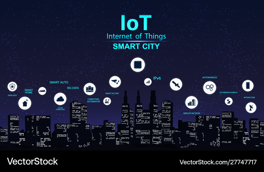 Smart city concept with icon iot Royalty Free Vector Image Circuit Diagram