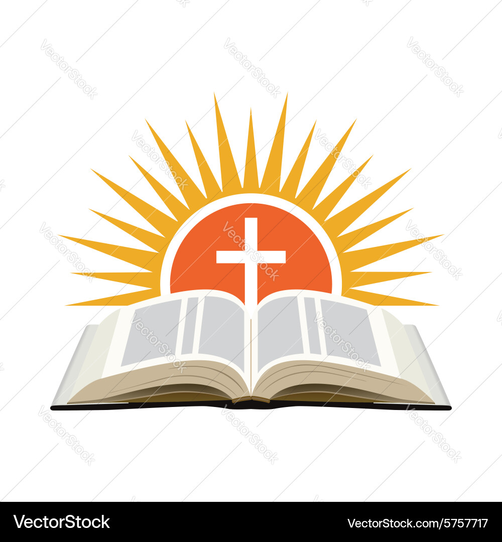 Sonnenuntergang Kreuz Bibel Logo vektorbild