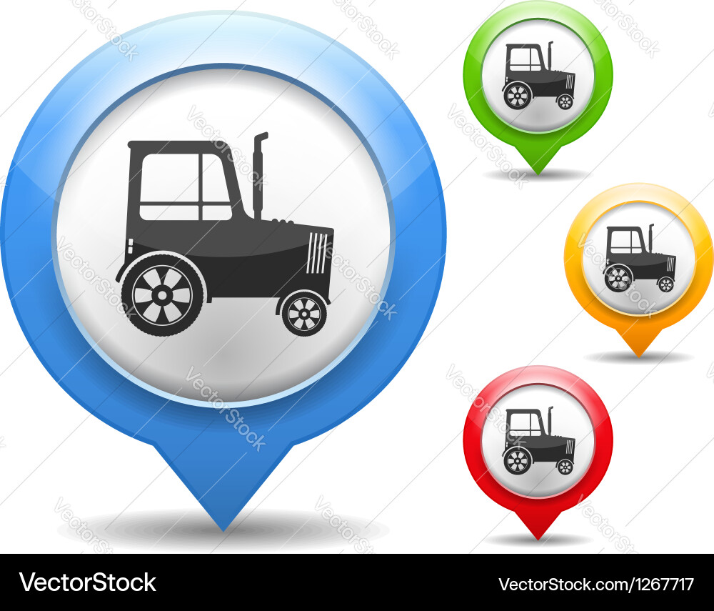 Tractor Map Marker Icon Royalty Free Vector Image