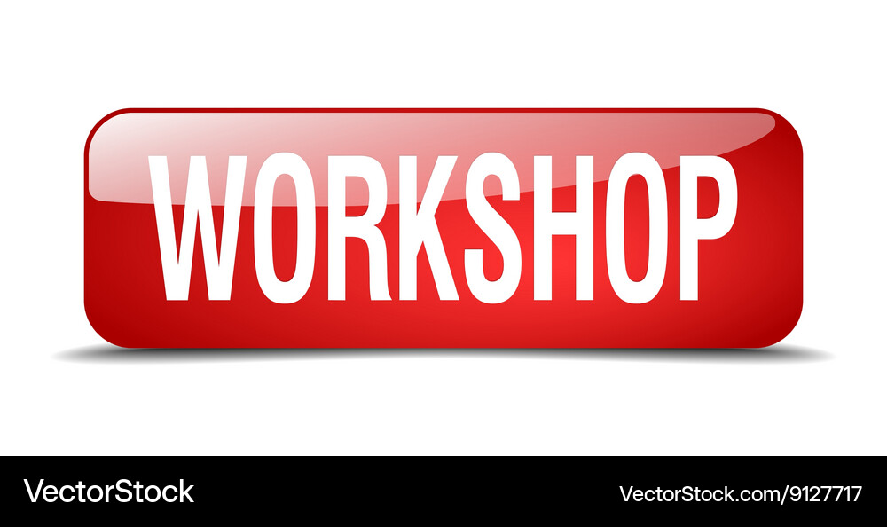 Workshop red square 3d realistic isolated web Vector Image