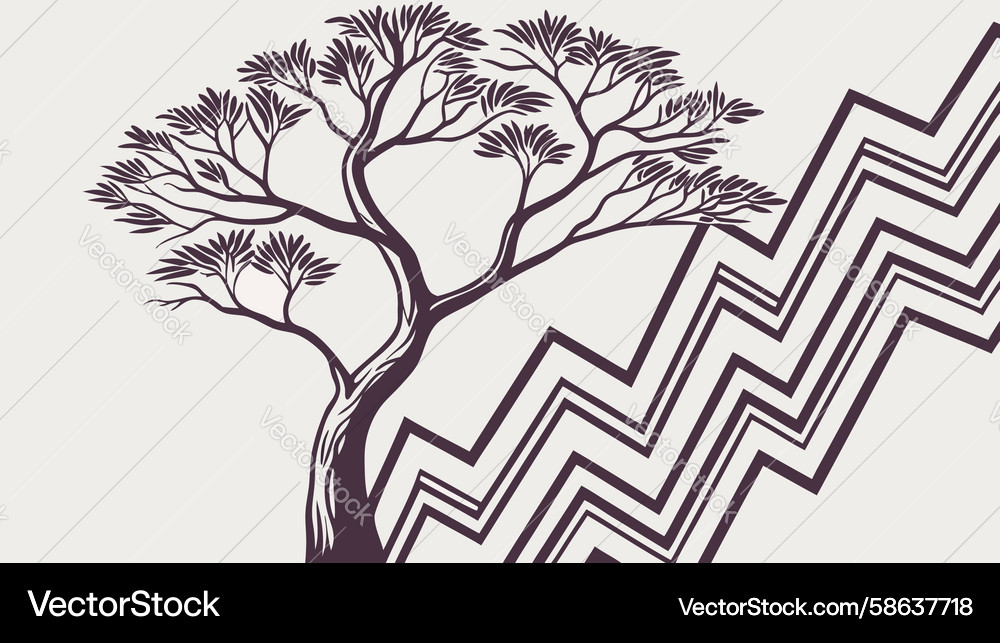 Abstract Zigzag Tree - Tech & Nature Vector Image