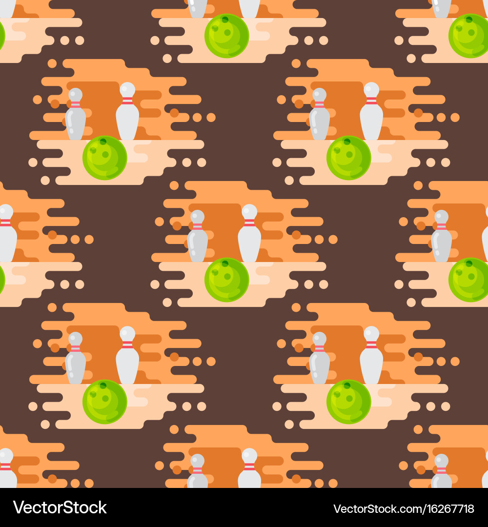 Bowling emblem design seamless pattern item vector image